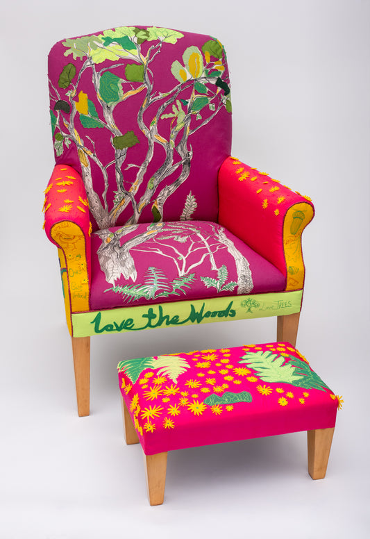 Oak and Ash Chair and Stool