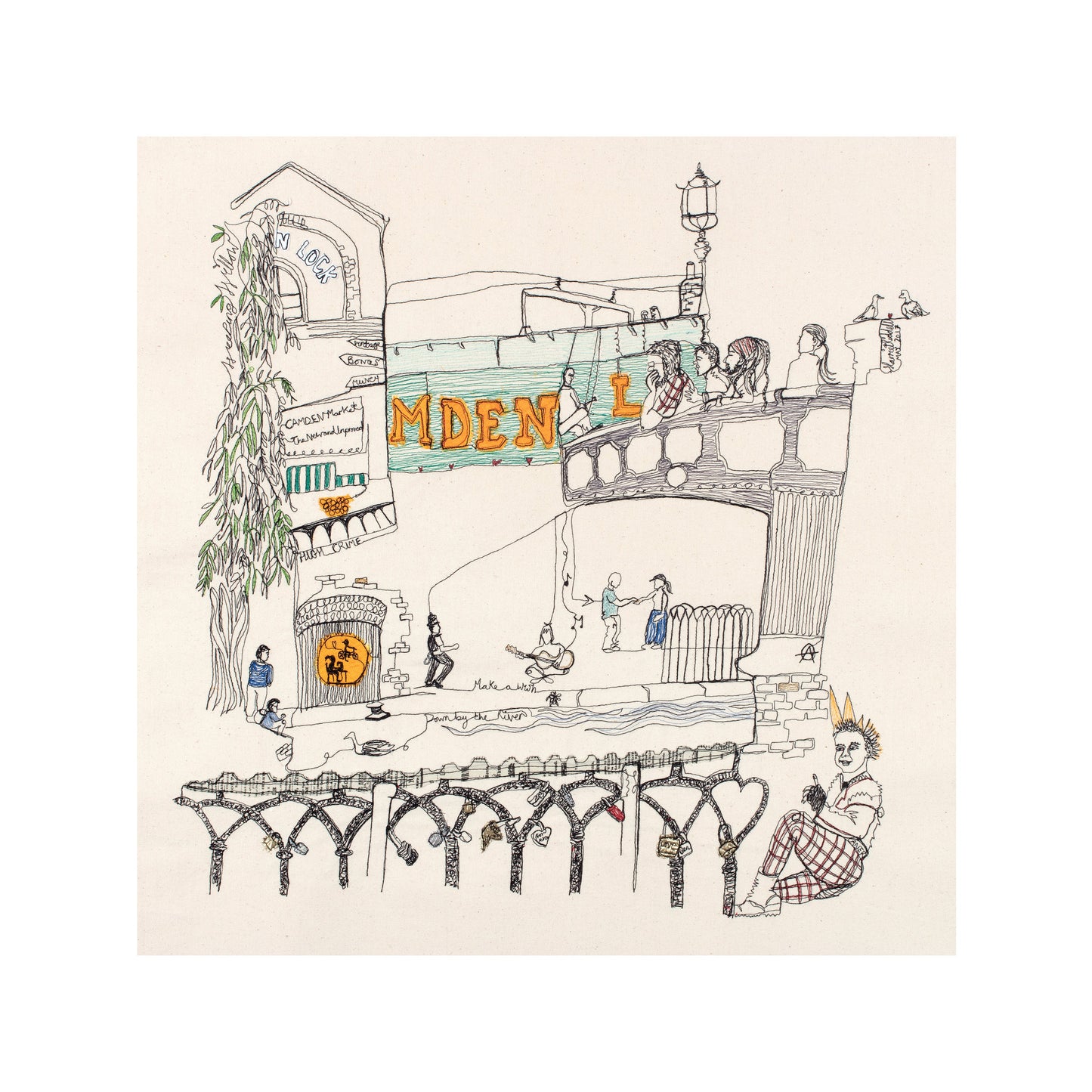 Camden Love Lock - Stitched in Camden Town - PRINT