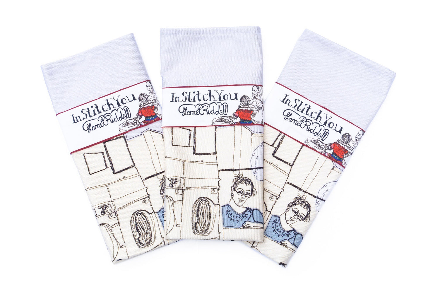 Mindy and Margret in the Laundrette Tea Towel