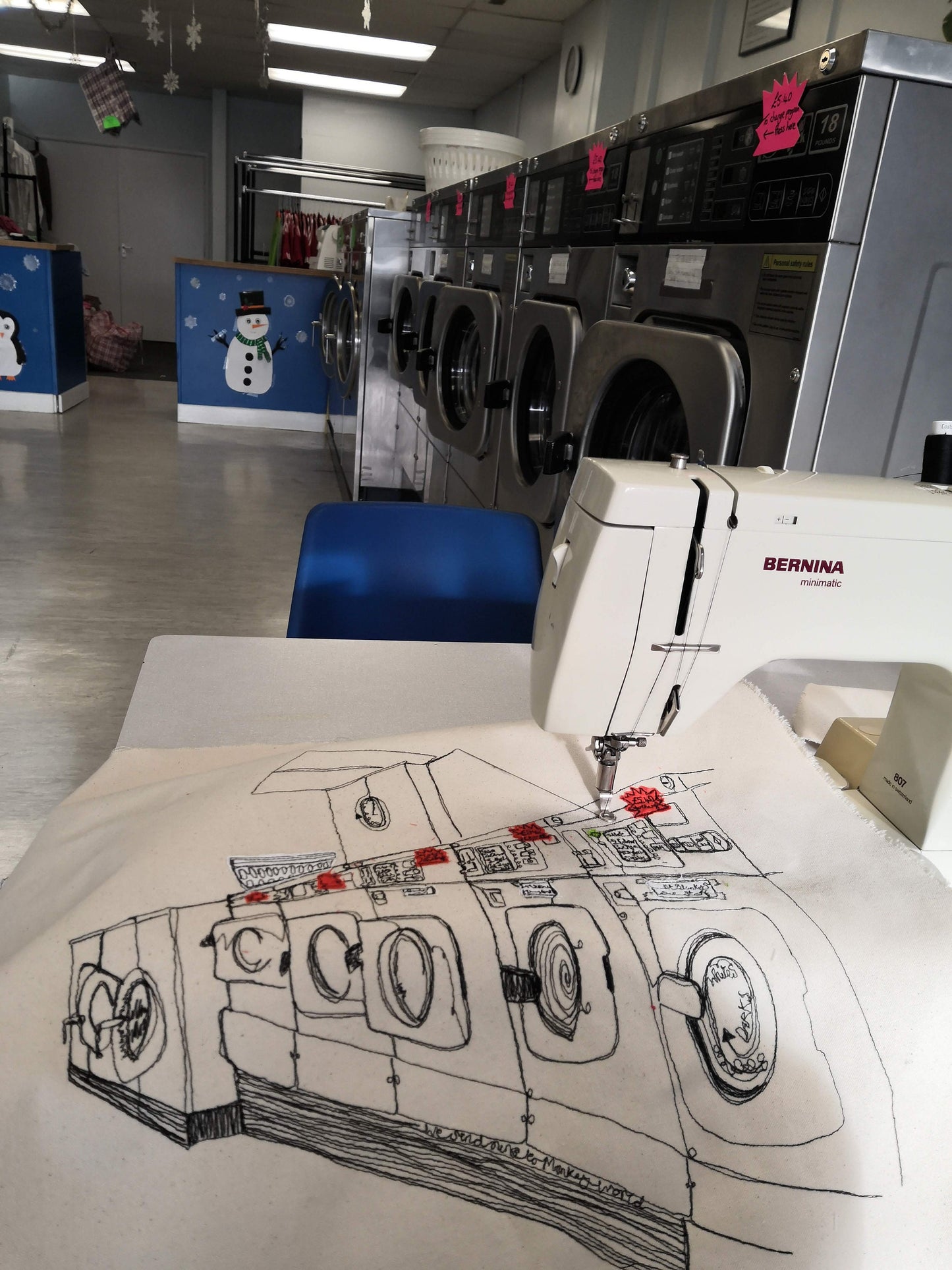 Mindy and Margret in the Laundrette Tea Towel